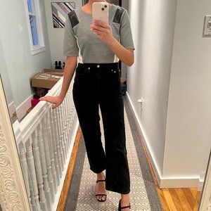 Mason crop top with leather shoulder panels